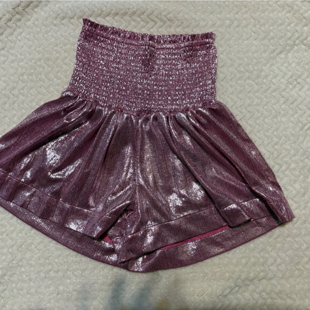 Shimmering High-Waist Pink Shorts